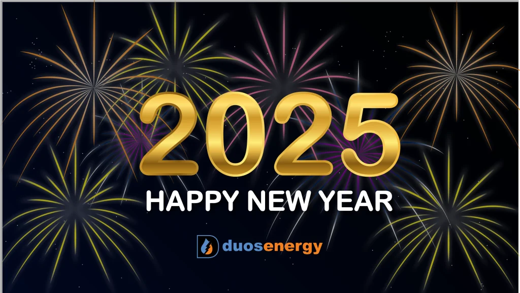 2025 Happy New Year with Duos Energy Logo